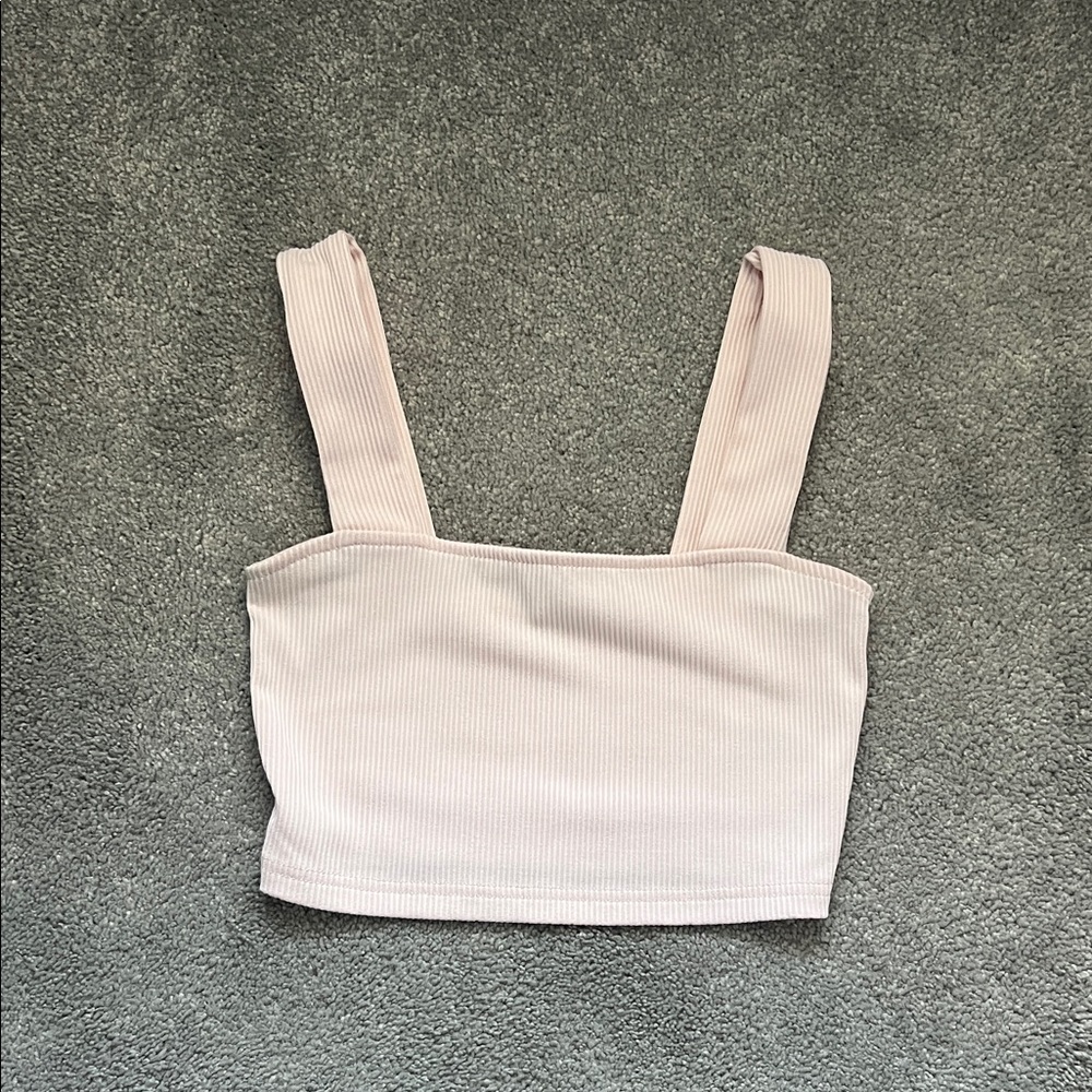 H&M Ribbed Crop Top - Soft Pink